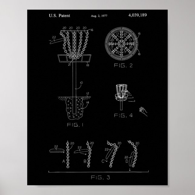 Disc Golf Basket Target Patent Design - Frolf  Poster (Vorne)