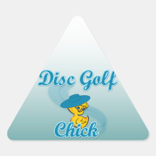 Disc Golf Chick #3 Dreieckiger Aufkleber