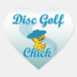 Disc Golf Chick #3 Herz-Aufkleber