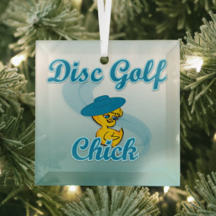Disc Golf Chick #3 Ornament Aus Glas