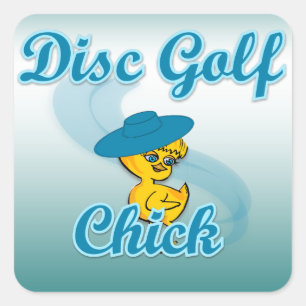 Disc Golf Chick #3 Quadratischer Aufkleber