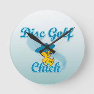 Disc Golf Chick #3 Runde Wanduhr