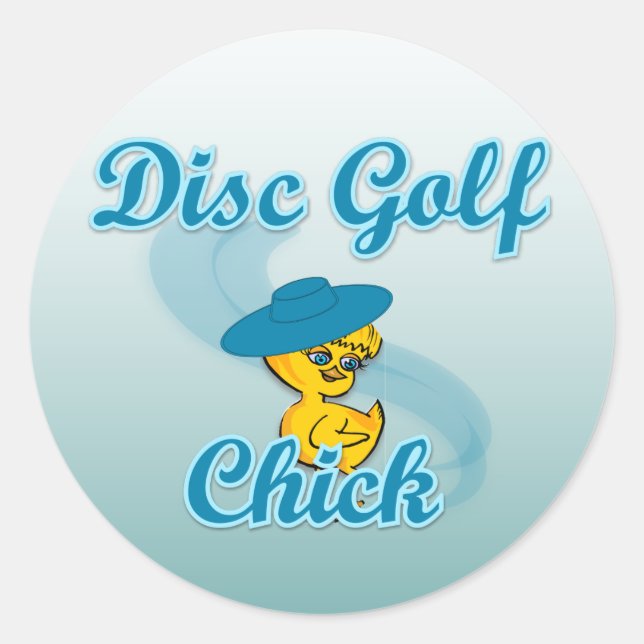 Disc Golf Chick #3 Runder Aufkleber (Vorderseite)