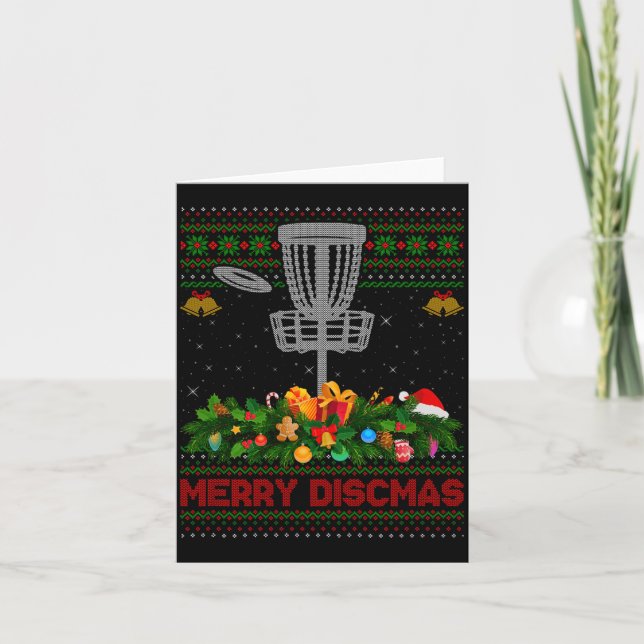 Disc Golf Christmas Pajamas Ugly Xmas Sweaters Mer Karte (Vorderseite)