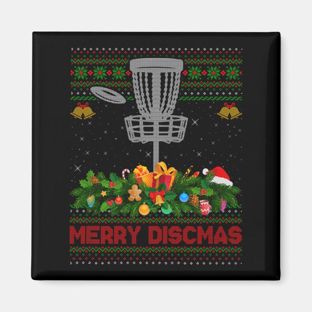 Disc Golf Christmas Pajamas Ugly Xmas Sweaters Mer Magnet (Vorne)