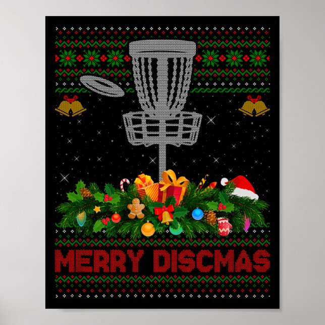 Disc Golf Christmas Pajamas Ugly Xmas Sweaters Mer Poster (Vorne)