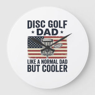 Disc Golf Dad Vintage-Flagge Lustiges Shirt-Design Große Wanduhr
