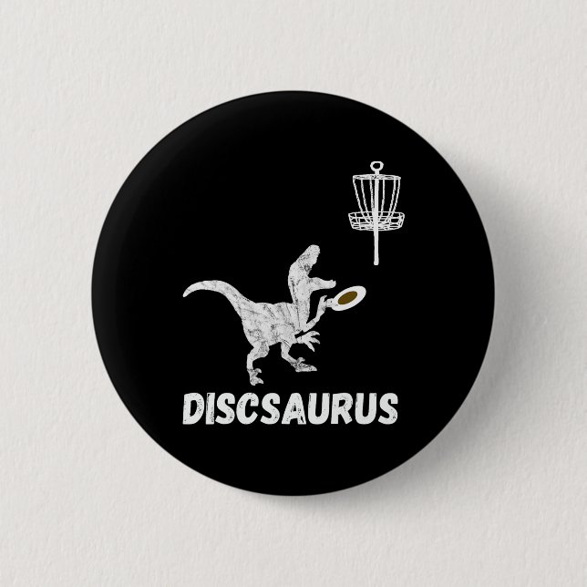 Disc Golf Dinosaur Frolfing T-Rex Dino Lustiger Di Button (Vorderseite)