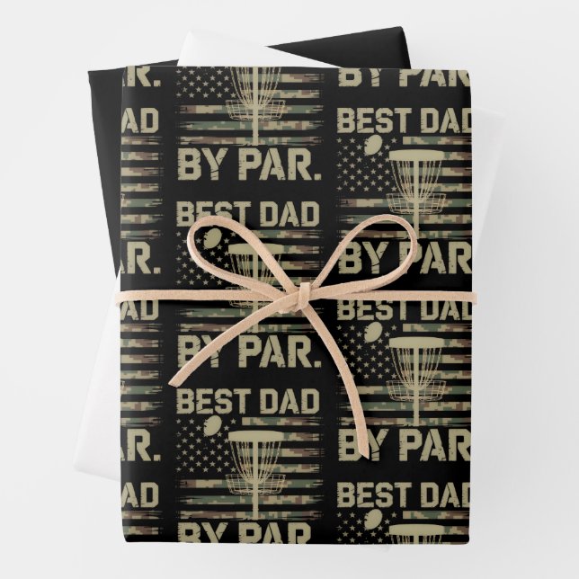 Disc Golf Frisbee Bester Vater Par Camo US-Flagge  Geschenkpapier Set (Beispiel)