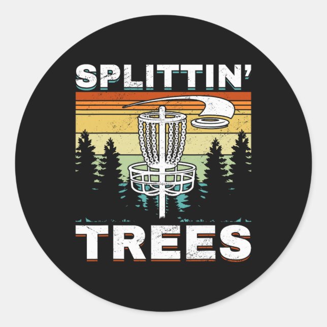 Disc Golf Frisbee Golf Baumspalten  Runder Aufkleber (Vorderseite)
