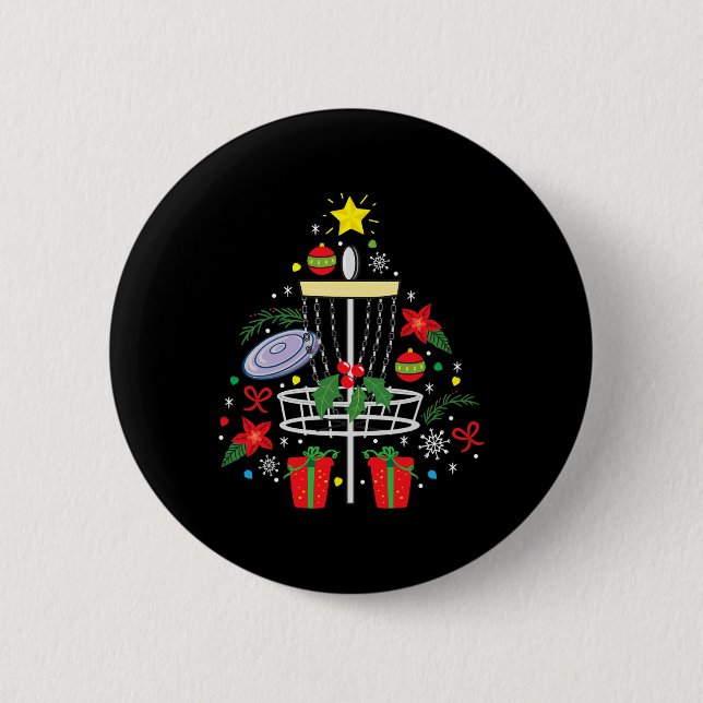 Disc Golf Frisbee Weihnachtsbaum Funny Gi Button (Vorderseite)