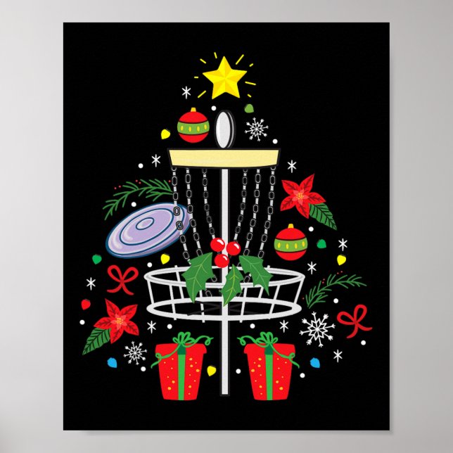 Disc Golf Frisbee Weihnachtsbaum Funny Gi Poster (Vorne)