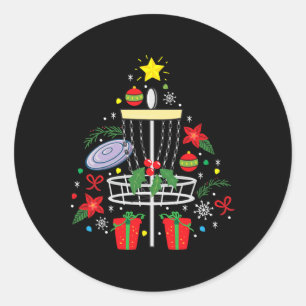 Disc Golf Frisbee Weihnachtsbaum Funny Gi Runder Aufkleber
