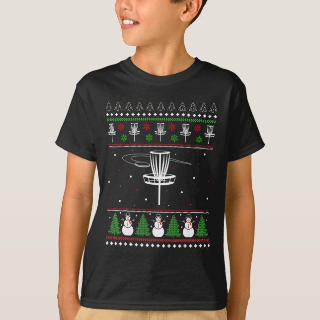 Disc Golf hässlicher Weihnachtspullover Pyjama-Ges T-Shirt (Vorderseite)