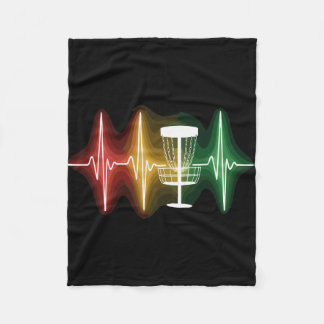 Disc Golf Herzschlag Ekg Linie Retro Golf Spieler  Fleecedecke