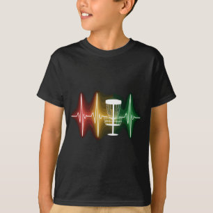 Disc Golf Herzschlag Ekg Linie Retro Golf Spieler T-Shirt