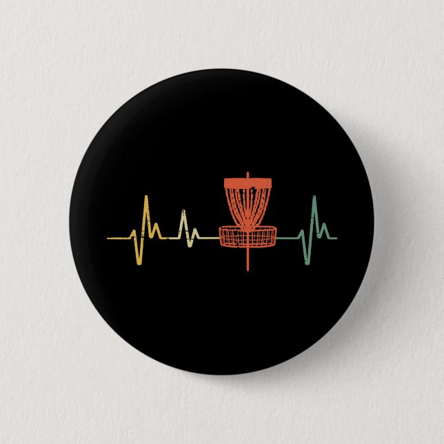 Disc Golf Herzschlag Liebe Frisbee Frolf Sport Fra Button (Vorderseite)