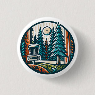 Disc Golf im Wald Retro-Vibe-Kunst Button