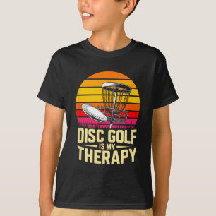Disc Golf ist meine Therapie Retro Sonnenuntergang T-Shirt