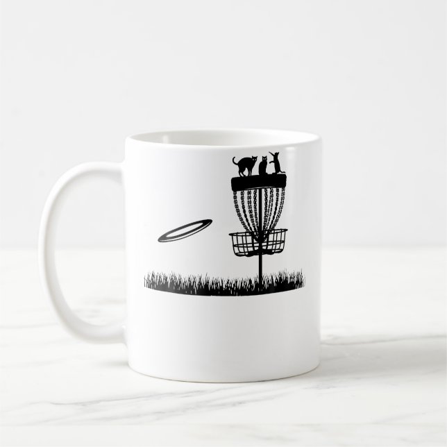 Disc-Golf-Korb mit Katzen - Lustiger Disc-Golfer Kaffeetasse (Links)