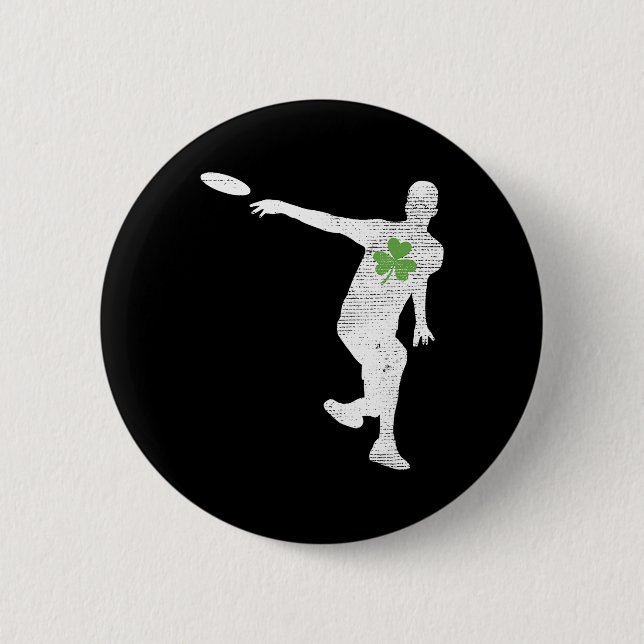 Disc Golf Liebhaber Grüner Kleeblatt St Patricks D Button (Vorderseite)