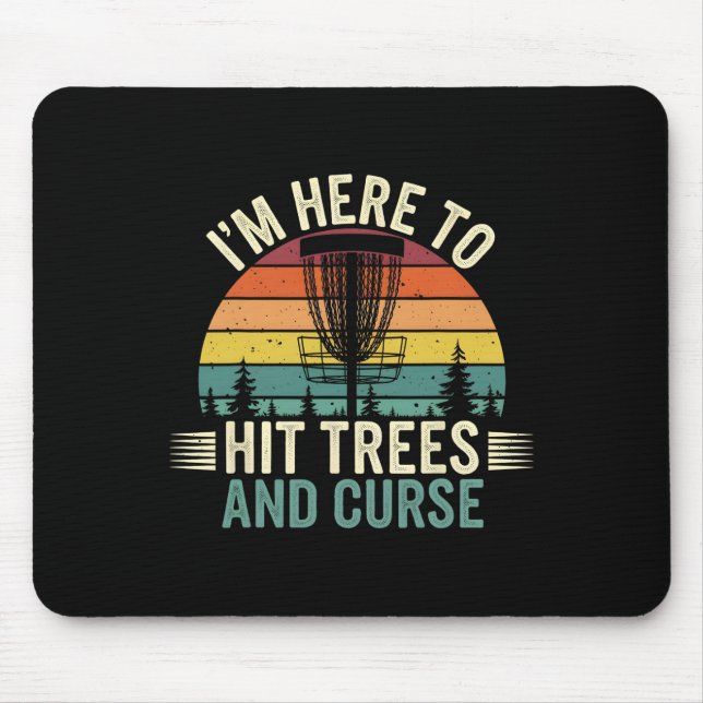 Disc Golf Lustige Treffer Bäume Und Fluchen Retro  Mousepad (Vorne)