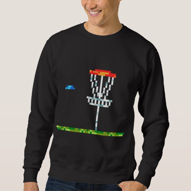 Disc Golf Men Disc Golf 8 Bit Kerbe Sweatshirt (Vorderseite)