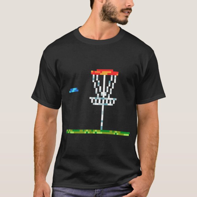 Disc Golf Men Disc Golf 8 Bit Kerbe T-Shirt (Vorderseite)