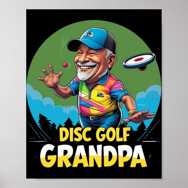 Disc Golf Opa – Grüne Dge Cap-Wurf Retro  Poster (Vorne)