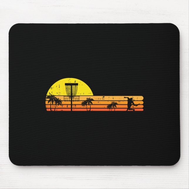 Disc Golf Palmen Retro Frisbee Frolf Sport Männer Mousepad (Vorne)
