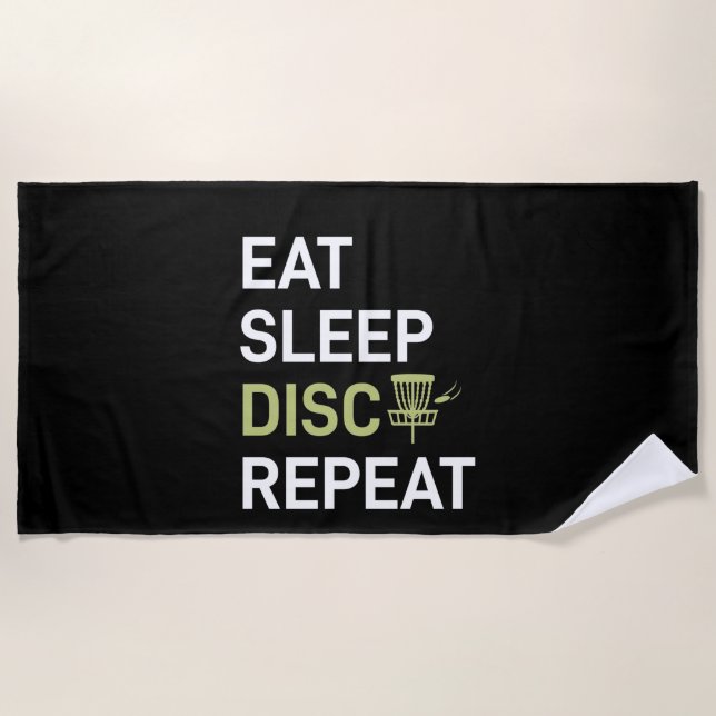 Disc Golf Player | Eat Sleep Disc Golf Repeat Strandtuch (Vorderseite)