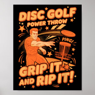 Disc Golf Power Throw Grip It And Rip It Lustig Di Poster