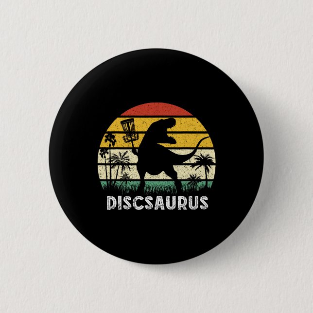 Disc Golf Retro Dinosaur Disc Golf Spieler Frolf F Button (Vorderseite)