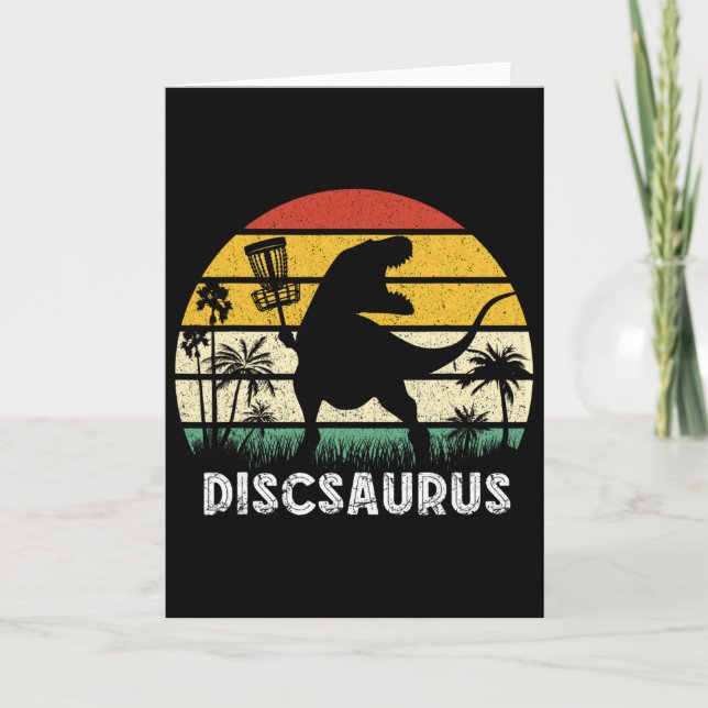 Disc Golf Retro Dinosaur Disc Golf Spieler Frolf F Karte (Vorderseite)