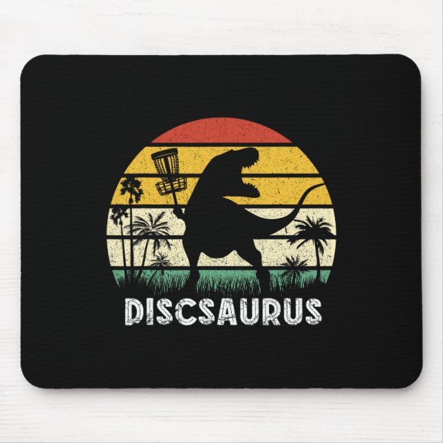Disc Golf Retro Dinosaur Disc Golf Spieler Frolf F Mousepad (Vorne)
