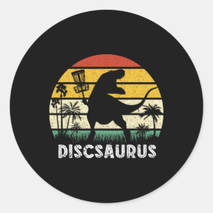 Disc Golf Retro Dinosaur Disc Golf Spieler Frolf F Runder Aufkleber