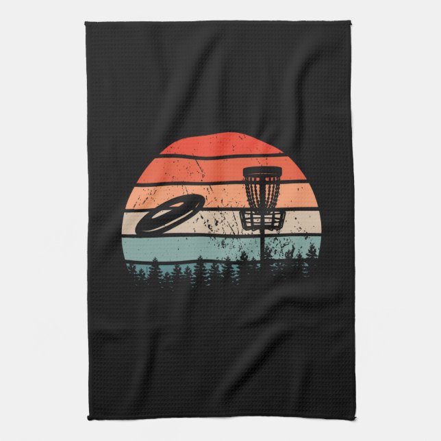 Disc Golf Retro Geschirrtuch (Vertikal)