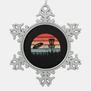 Disc Golf Retro Schneeflocken Zinn-Ornament