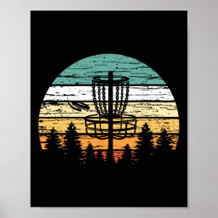 Disc Golf Retro-Shirt, Sonnenuntergang Vintage Fri Poster
