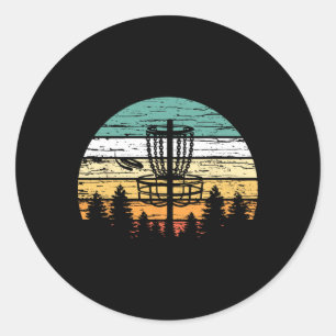Disc Golf Retro-Shirt, Sonnenuntergang Vintage Fri Runder Aufkleber