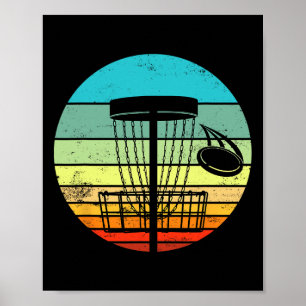 Disc Golf Retro Sonnenuntergang Vintage Frisbee Go Poster