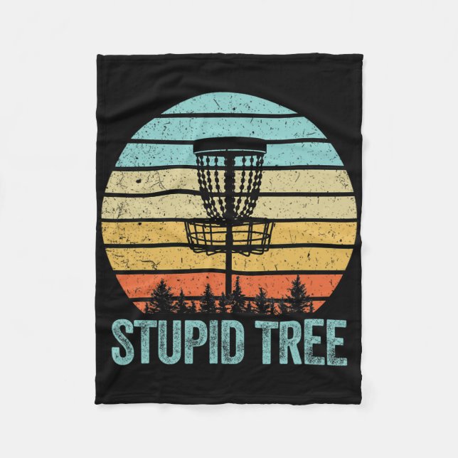Disc Golf Shirt Lustig Dummer Baum Retro Disc Golf Fleecedecke (Vorderseite)