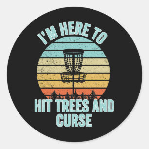 Disc Golf Shirt Lustig trifft Bäume und fluche Ret Runder Aufkleber
