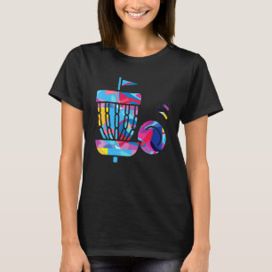 Disc-Golf-Spieler Bunt Grafik T-Shirt