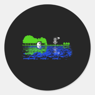 Disc Golf Sunset Gitarrist Player Golf G Runder Aufkleber