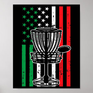 Disc Golf T Italien Flagge USA-Flagge Disc Golfer  Poster