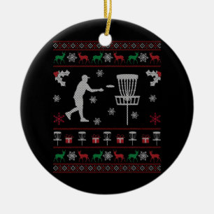 Disc Golf Ugly Christmas Sweater Gift for Disc Keramik Ornament