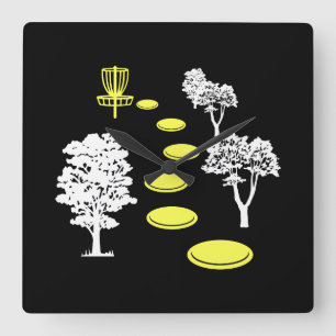 Disc Golf Wälder Disc Golfer Geschenk Quadratische Wanduhr