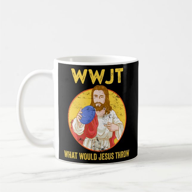 Disc Golf Was Jesus würde Frisbee Golf werfen Kaffeetasse (Links)