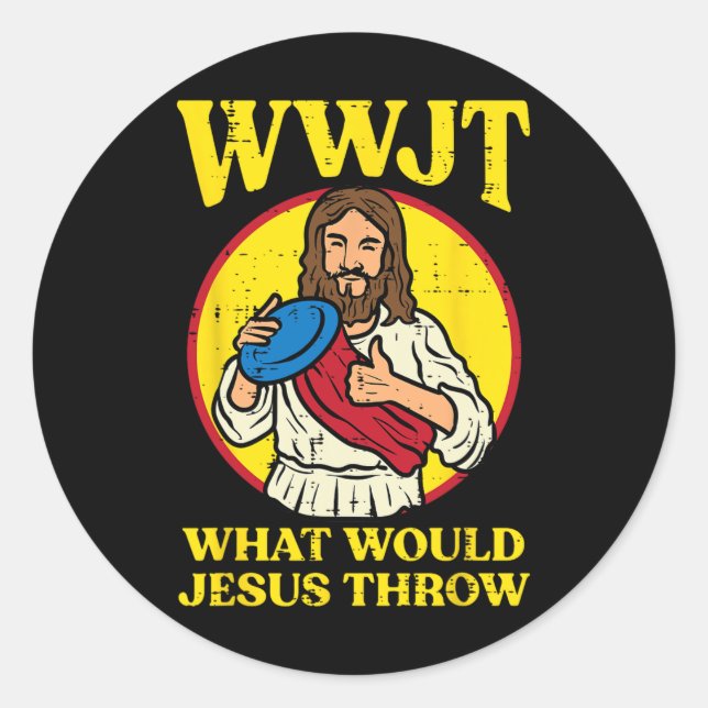Disc Golf Wwjt Was Jesus würde Frisbemenen Mensche Runder Aufkleber (Vorderseite)